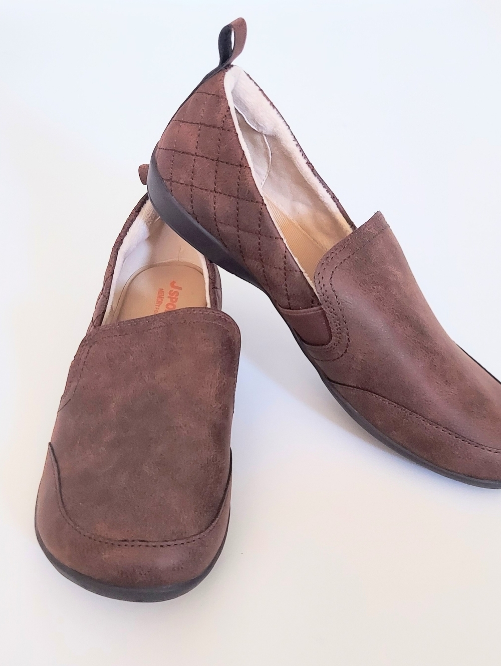 JSport Lisa Womens Low Top Slip On Lined Comfort Loafers Shoes Size 8M Brown